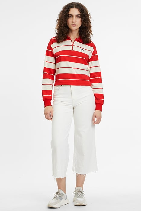 TACNA CROPPED POLO LONGS SLEEVE SHIRT TRUE RED / WHITECAP GR 3