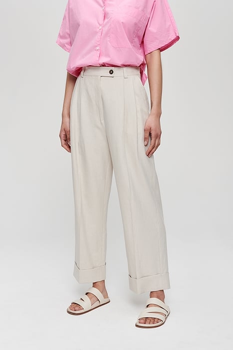 LINEN MIX PLEATED PANTS SIMPLY TAUPE 1
