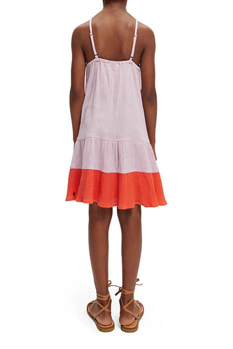 GIRLS CRINKLE COTTON A-LINE DRESS ORCHID 2