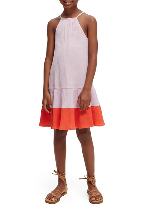 GIRLS CRINKLE COTTON A-LINE DRESS ORCHID 1