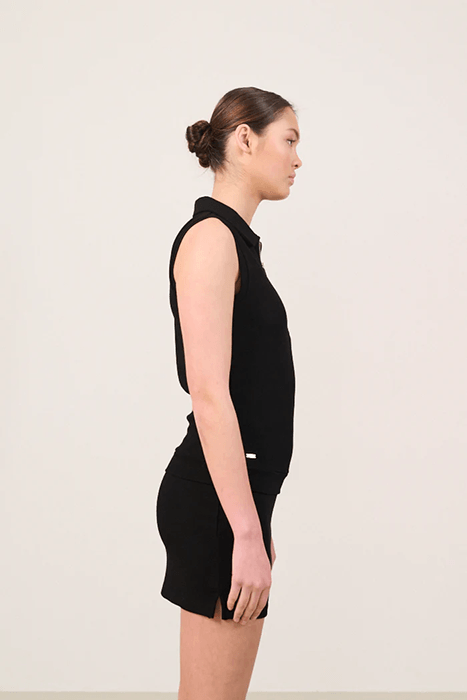 FOREST ESSENTIEL SLEEVELESS POLO BLACK 3