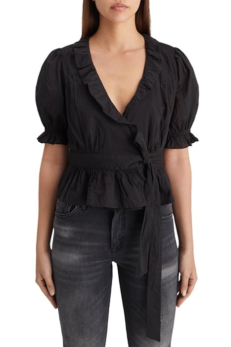 WRAP TOP WITH RUFFLE DETAIL EVENING BLACK 1