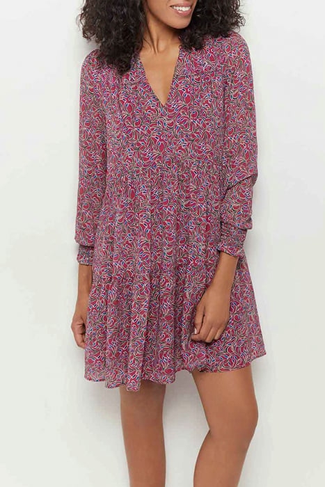 RISOTA - FUCHSIA DRESS WITH ROMANTIC FOLIAGE PRINT IN RECYCL 1