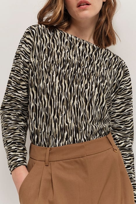 TECLA - ECRU KNITTED JUMPER WITH ABSTRACT ZEBRA PRINT 2
