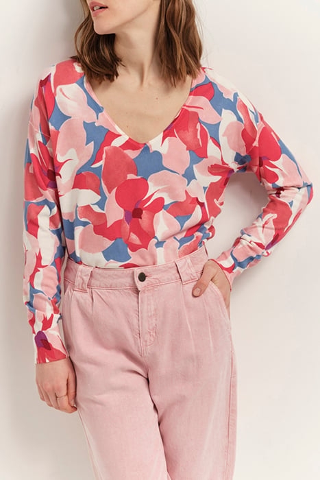 TOKAY - HIBISCUS KNITTED JUMPER WITH MAXI CAMELLIA PRINT 1