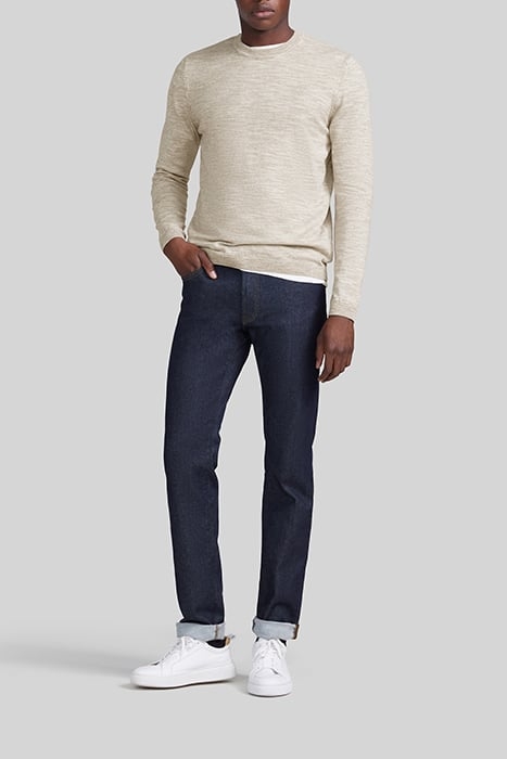 BEIGE MOULINÉ KNIT ROUND NECK SWEATER 3