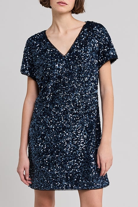 REVERSIBLE SEQUIN-EMBROIDERED BLUE DRESS 1