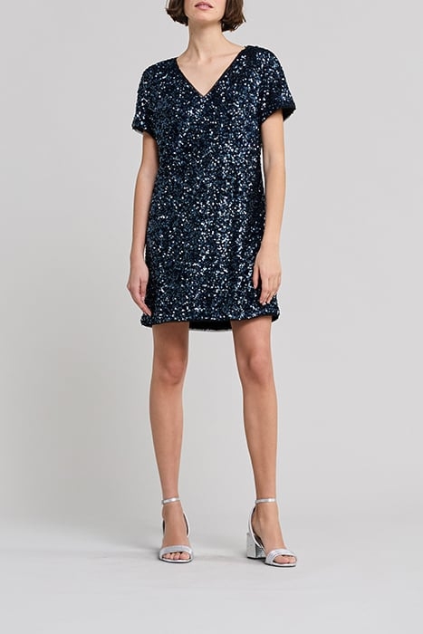 REVERSIBLE SEQUIN-EMBROIDERED BLUE DRESS 5