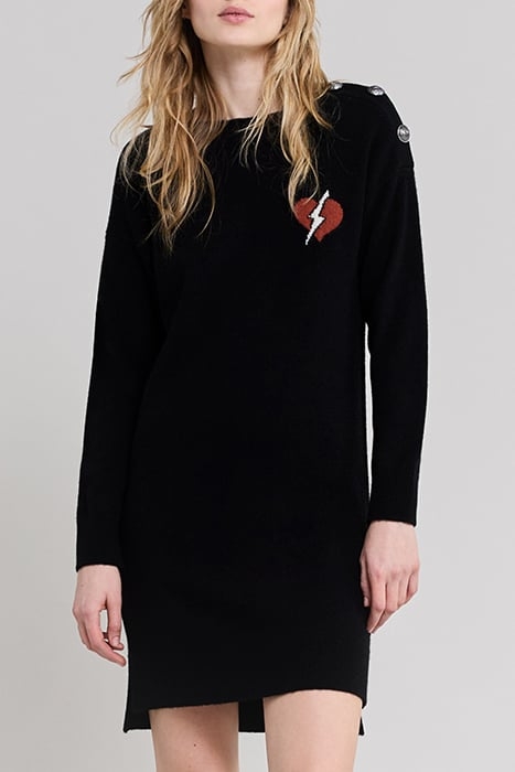 BLACK LIGHTNING HEART VISUAL KNIT SWEATER DRESS 1