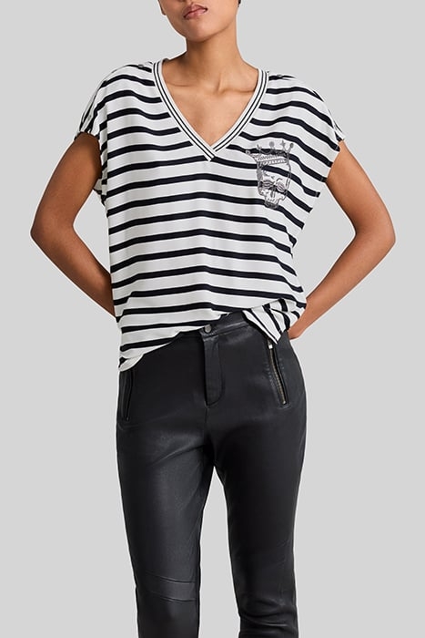 ECRU LENZING™ ECOVERO™ SAILOR-STRIPE TOP 6