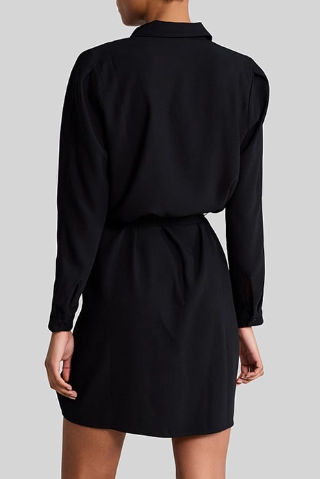 BLACK RECYCLED SHIRT DRESS WITH GIPURES 2