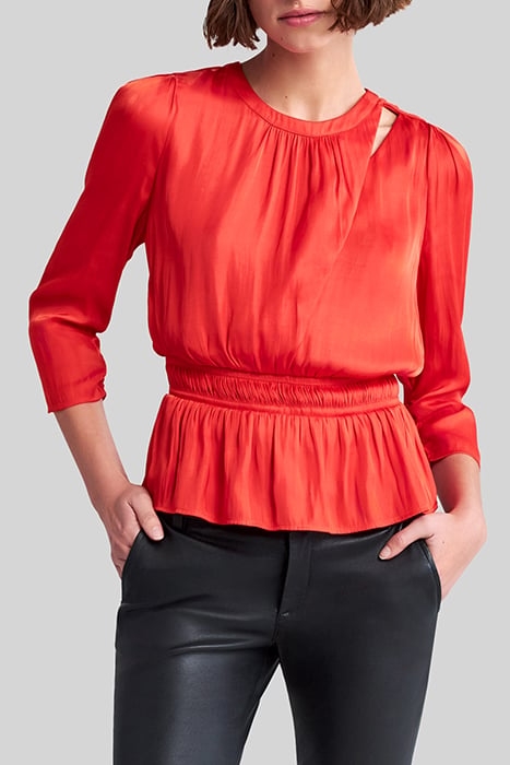 ORANGE RECYCLED BLOUSE WITH PEPLUM 1