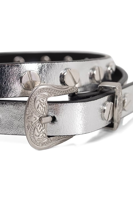 BLACK & SILVER LEATHER STUDDED DRESS BELTS 7