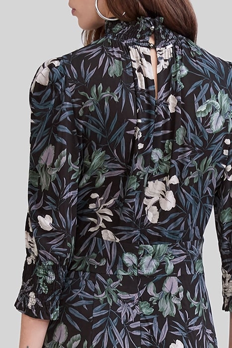 BLACK LENZING™ ECOVERO™ ORCHID PRINT MIDI DRESS 5