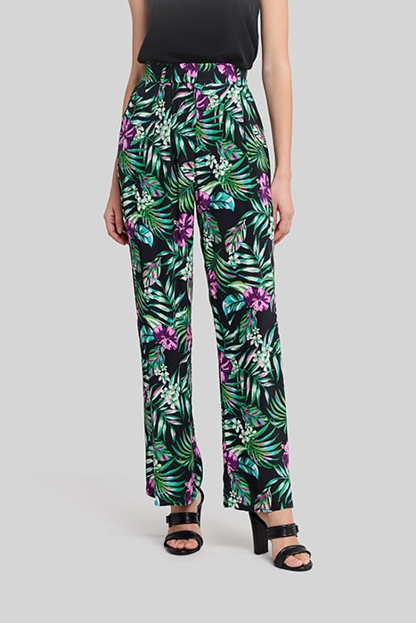 BLACK LENZING™ ECOVERO™ TROPICAL WIDE-LEG TROUSERS 1