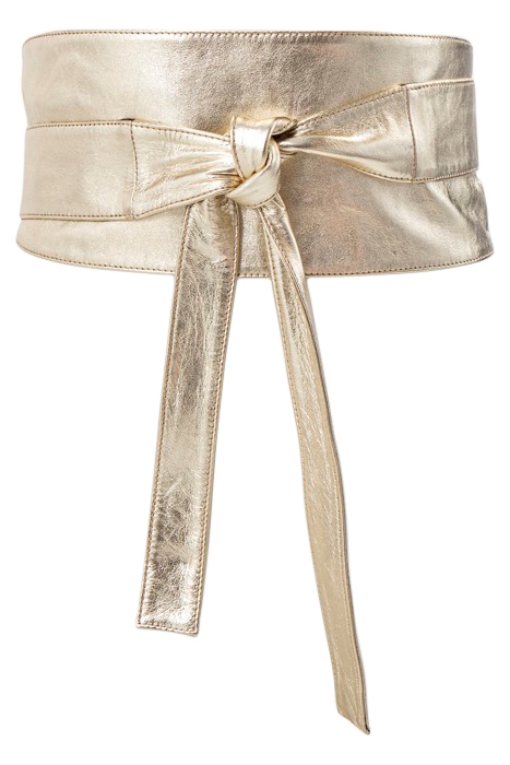 METALLIC GOLD LEATHER DRESS BELT TO TIE 3