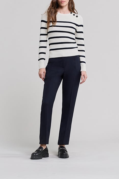 ECRU KNIT SAILOR-STRIPE SWEATER, ANCHOR BUTTONS 2