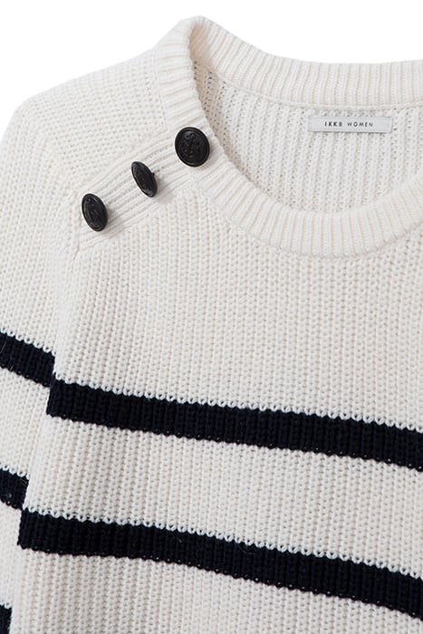 ECRU KNIT SAILOR-STRIPE SWEATER, ANCHOR BUTTONS 7