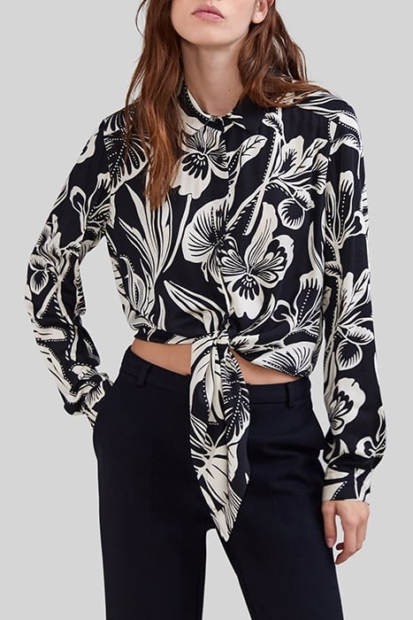 BLACK SHIRT WITH TROPICAL PRINT 1