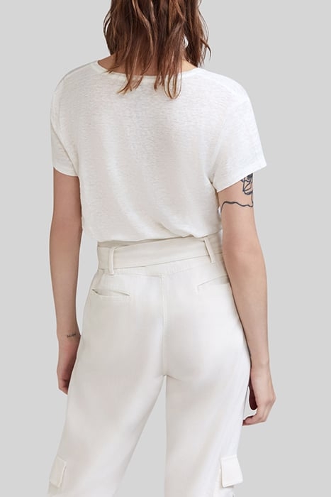 WHITE T-SHIRT WITH PEACE SYMBOL BADGE 2