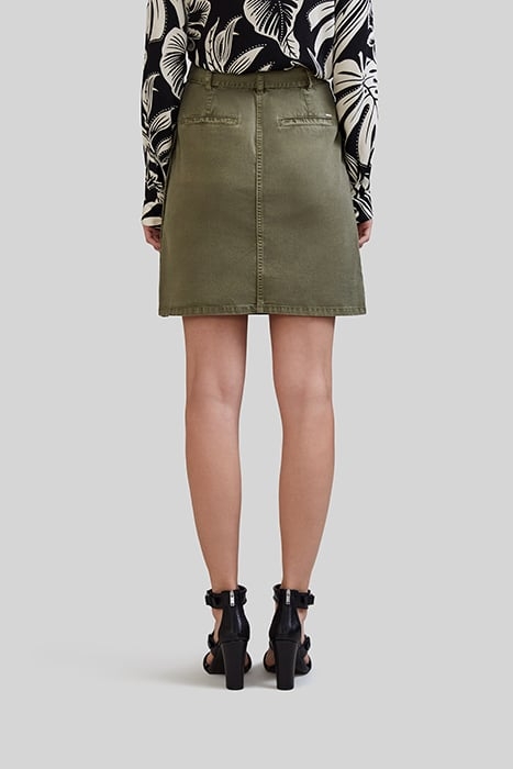 KHAKI STRAIGHT SKIRT WITH SIDE PRESS STUDS 2
