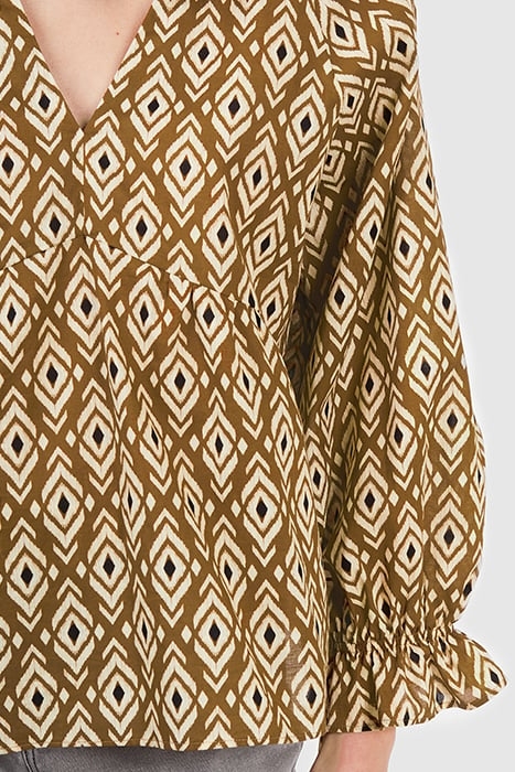 CAMEL ETHNIC BOHO PRINT BLOUSE 5