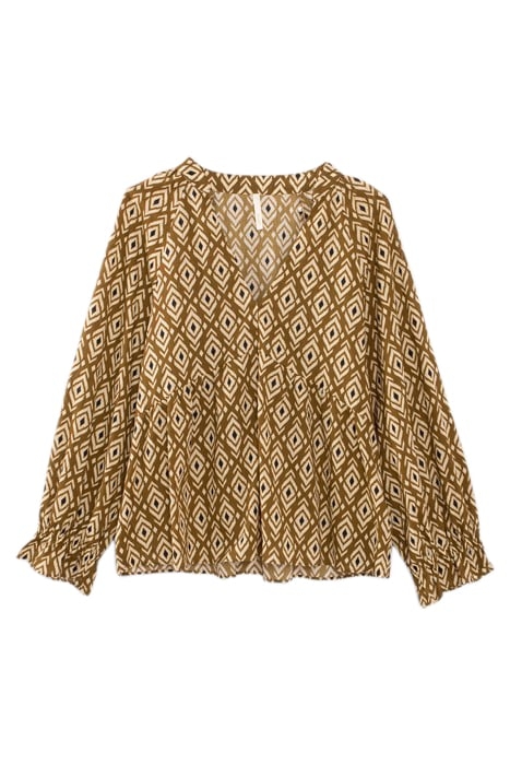 CAMEL ETHNIC BOHO PRINT BLOUSE 2