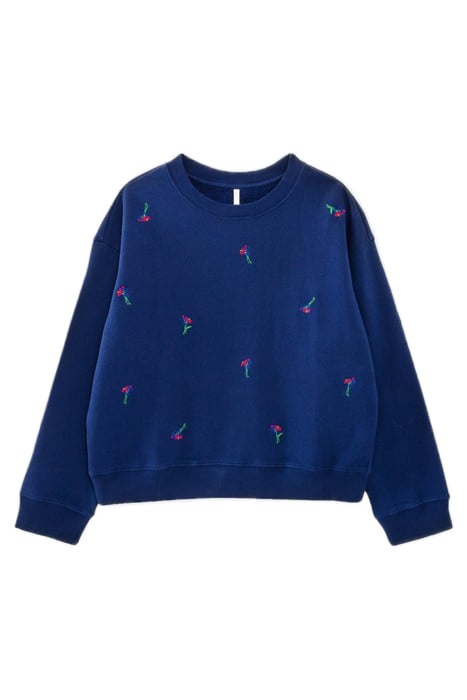 NAVY SWEATSHIRT WITH FLOWER EMBROIDERY 3