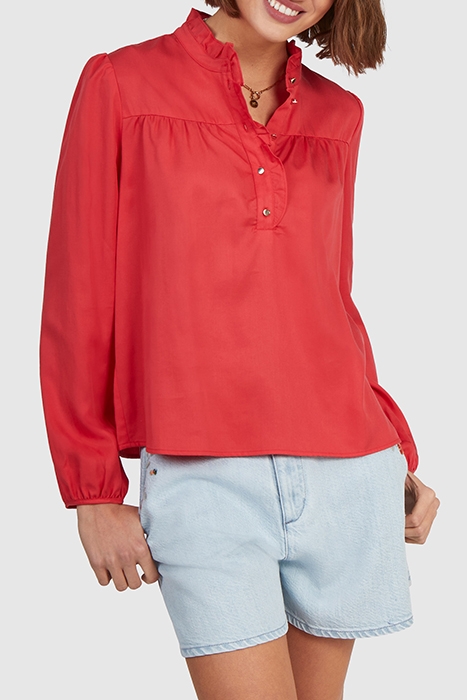 CORAL BLOUSE WITH RUFFLED COLLAR 4