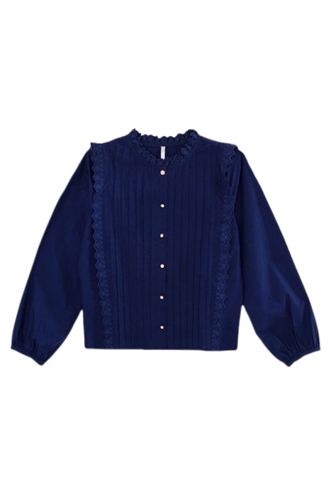INDIGO BLOUSE WITH STITCHED PLEATS AND EMBROIDERY 4