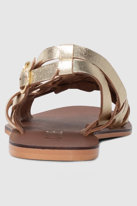 GOLD LEATHER FLAT SANDALS 3