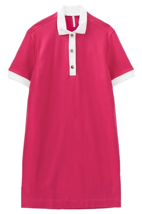 MAGENTA SWEATSHIRT FABRIC POLO DRESS 2