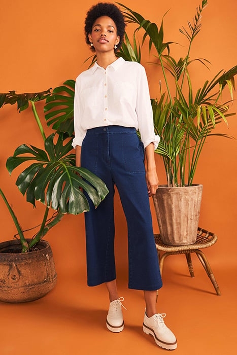 BELLE JERSEY WIDE LEG CROP DARK DENIM 6