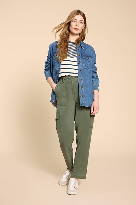 ARLO TENCEL CARGO TROUSER MID GREEN 3