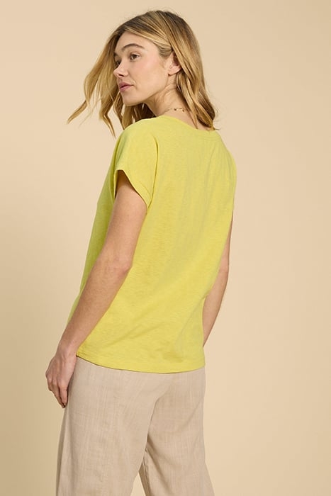 NELLY NOTCH NECK TEE BRIGHT YELLOW 2