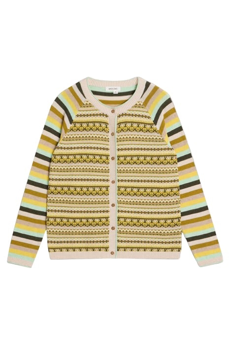 LULU FAIRISLE CARDI CHARTREUSE MULTI 3