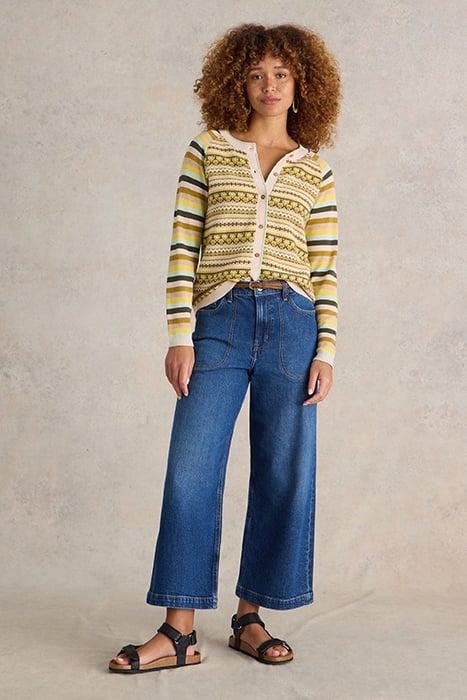 LULU FAIRISLE CARDI CHARTREUSE MULTI 1