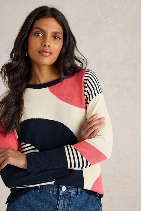 OLIVE ABSTRACT JUMPER NAVY MULTI 5