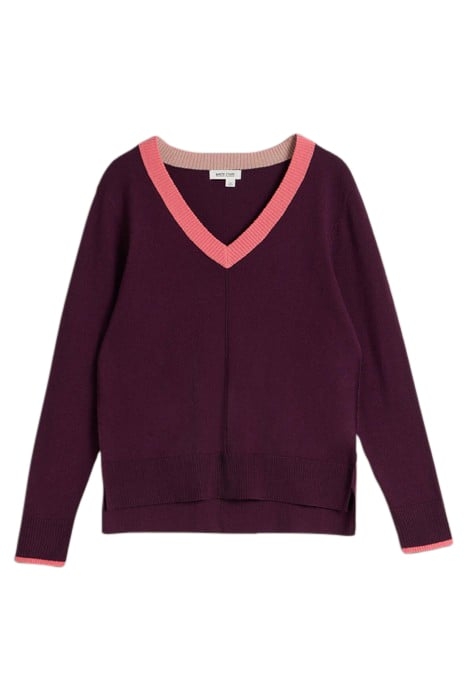 MAGGIE V NECK JUMPER DARK PLUM 3