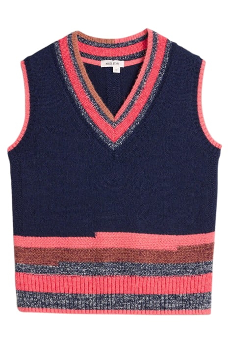V NECK STRIPE TANK NAVY MULTI 3