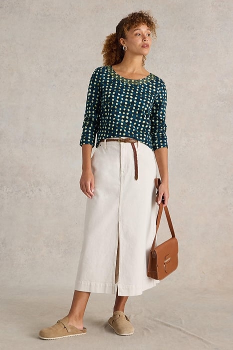 LONG SLEEVE WEAVER TEE BLUE PRINT 1