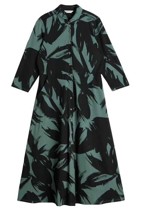 RUA JERSEY SHIRT DRESS GREEN PRINT 3