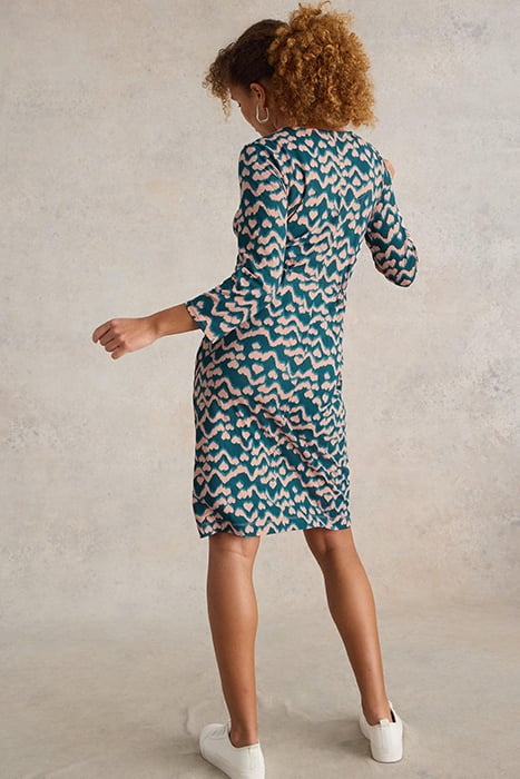 TALLIE JERSEY DRESS TEAL PRINT 2