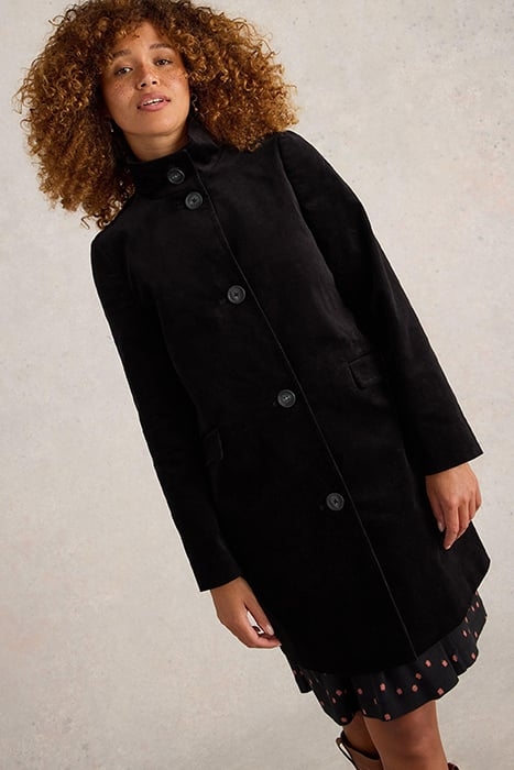 KARLA VELVET COAT PURE BLACK 1