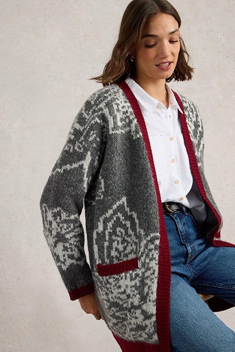 FIONA FLORAL LONGLINE CARDI GREY MULTI 3