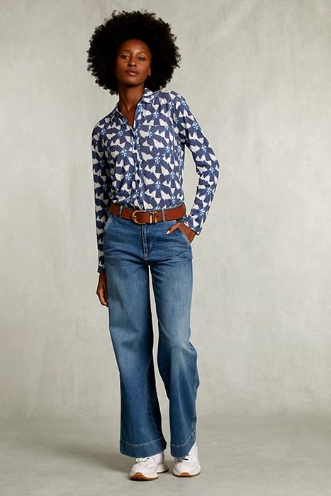 WHITE/BLUE LINEN T-SHIRT WITH BUTTONS BLUE 3