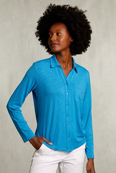 BLUE VISCOSE T-SHIRT WITH POCKET BLUE 1