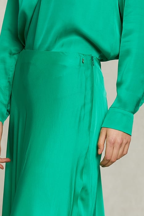 GREEN SATIN FLARED SKIRT GREEN 4