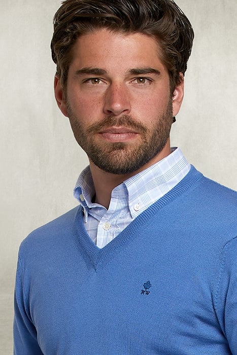 BASIC MERINO V-NECK PULLOVER BLUE BIRD BLUE 4