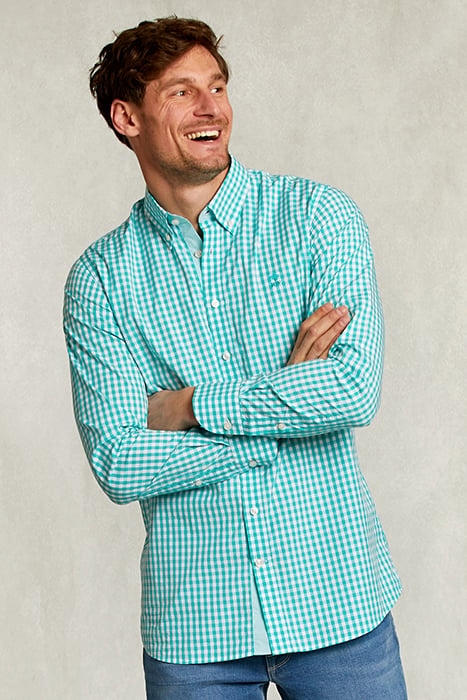 CUSTOM FIT CHECKED SHIRT WHITE/GREEN 1